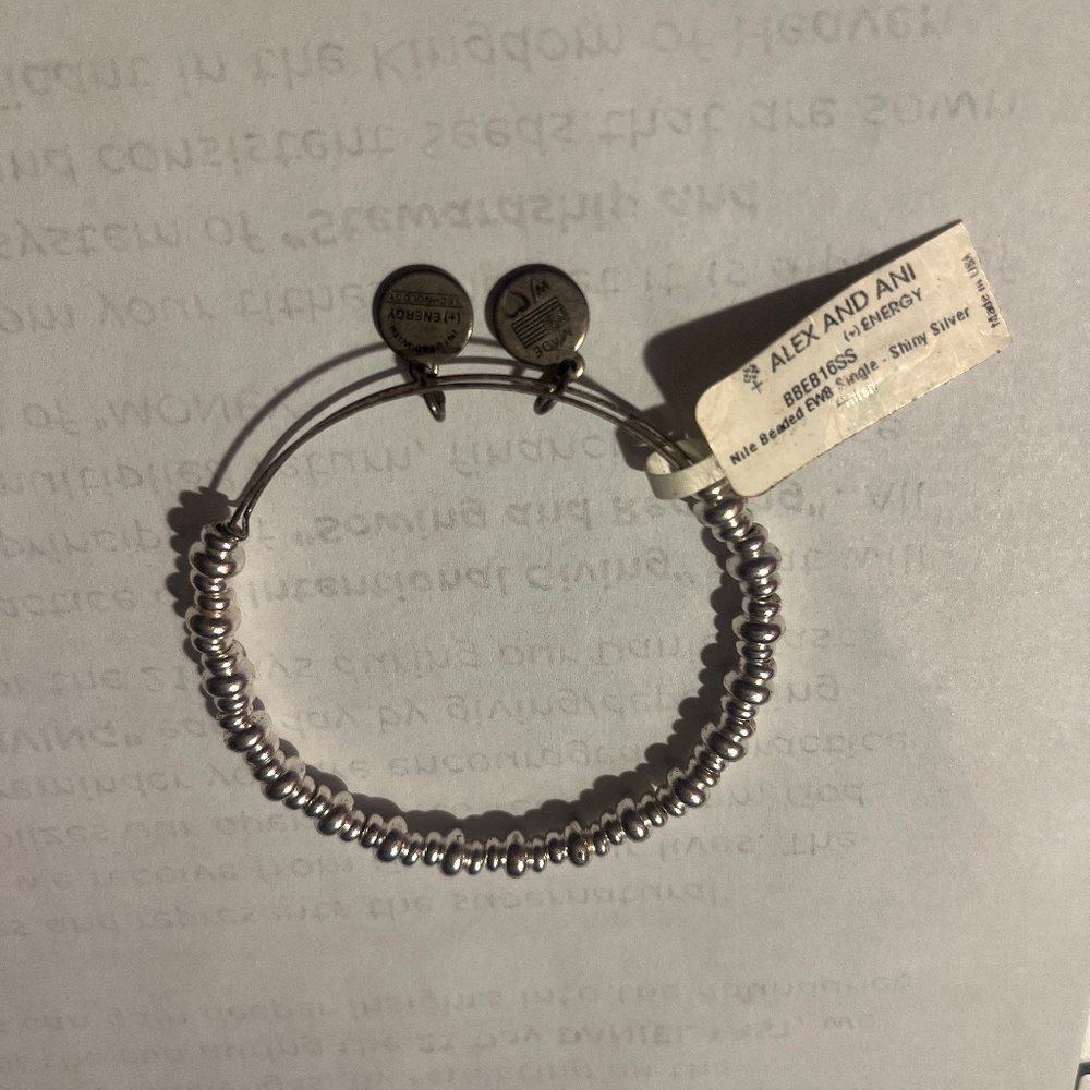c2004 ALEX AND ANI (+) Energy Silvertone Bracelet